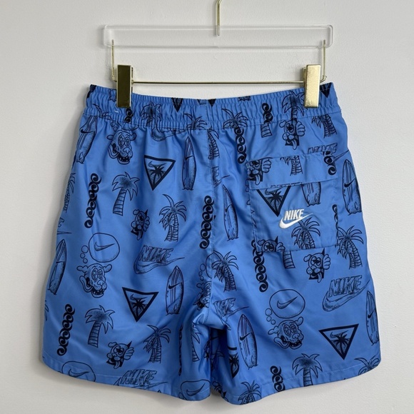 Nike Sportswear Men's Club Woven Track Shorts Nylon Shiny Blue Print Sz S Rare - Picture 3 of 10